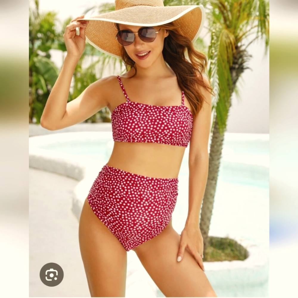 SHEIN Red Polka Dot Swimwear